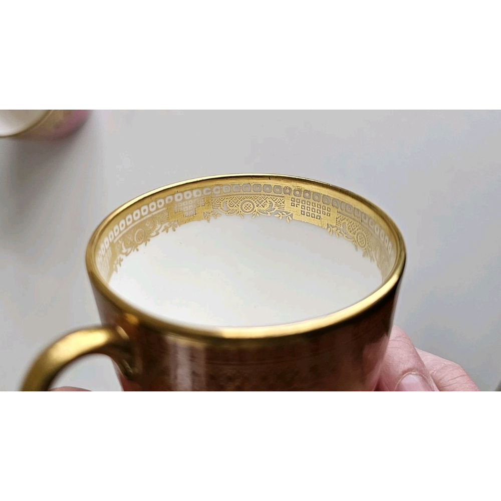 Antique Cauldon China England Demitasse Cups Set of 4 Gold Gilt Muliple Colors - Picture 12 of 16